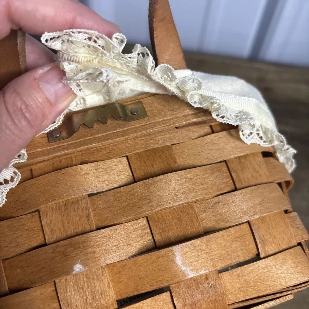 Vintage 1991 Small Longaberger Hanging Basket With Liner